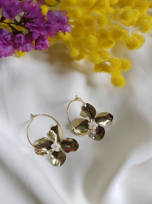 Boucles en acier inoxydable et nacre - Flower- Interchangeables