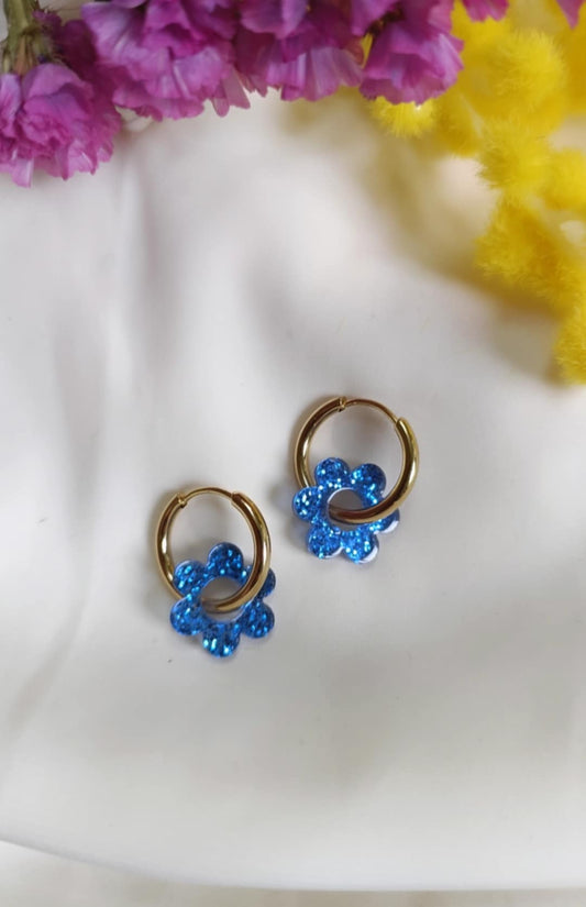 Boucles d'oreilles en acier inoxydable et résine - Janis glitter