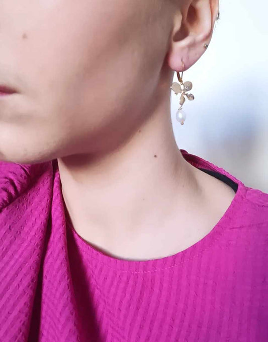 Boucles d'oreilles en acier inoxydable - Hortensia