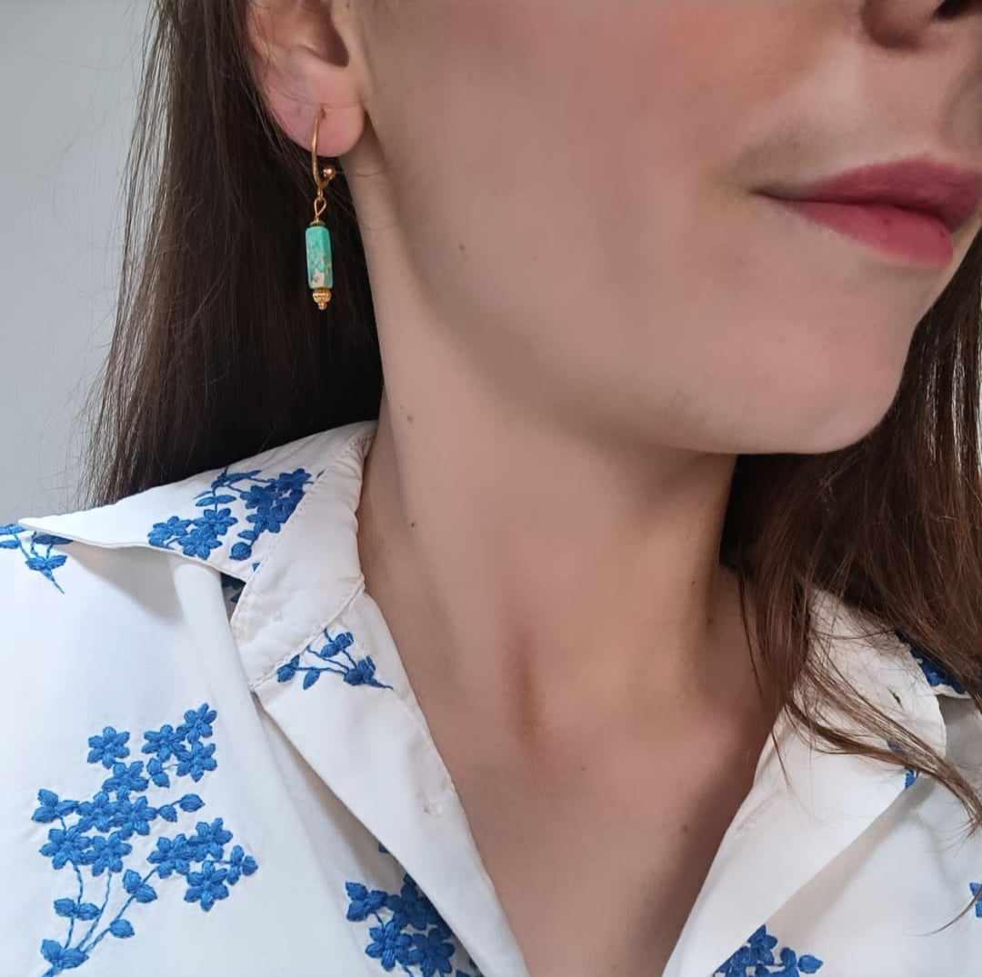 Boucles d'oreilles en acier inoxydable - Terrazzo blue