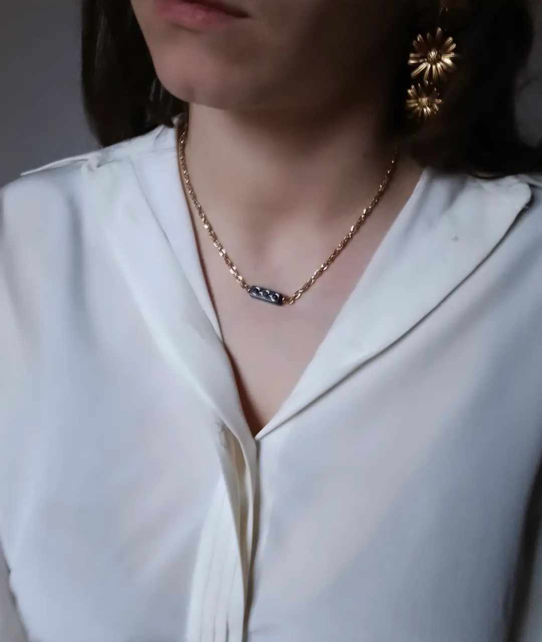 Collier en acier inoxydable et lapis lazuli - Irène