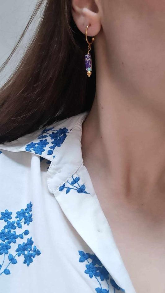 Boucles d'oreilles en acier inoxydable - Terrazzo purple