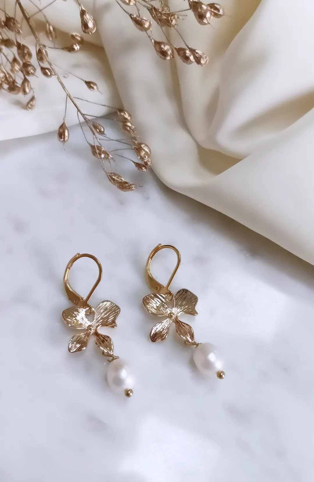 Boucles d'oreilles en acier inoxydable - Hortensia