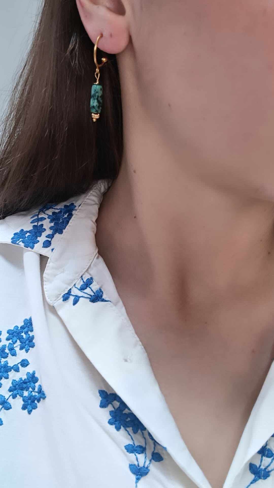 Boucles d'oreilles en acier inoxydable - Terrazzo Verde