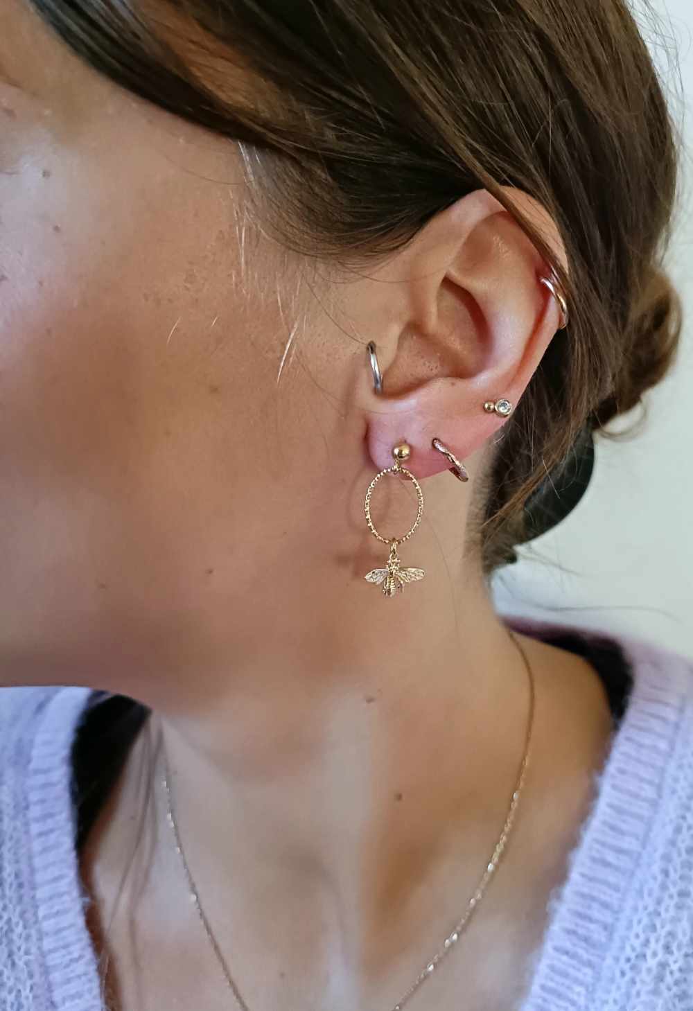 Boucles d'oreilles en laiton doré à l'or fin - Pénélope