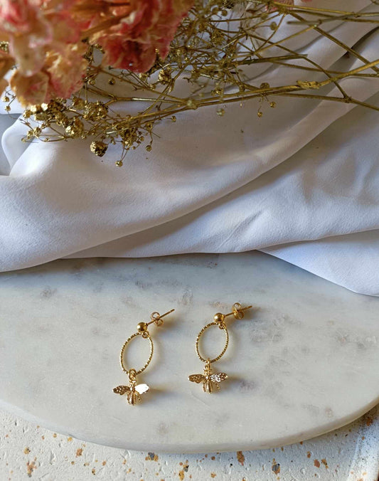 Boucles d'oreilles en laiton doré à l'or fin - Pénélope