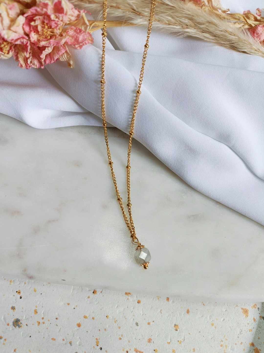 Collier en acier inoxydable - Doria pierre de lune