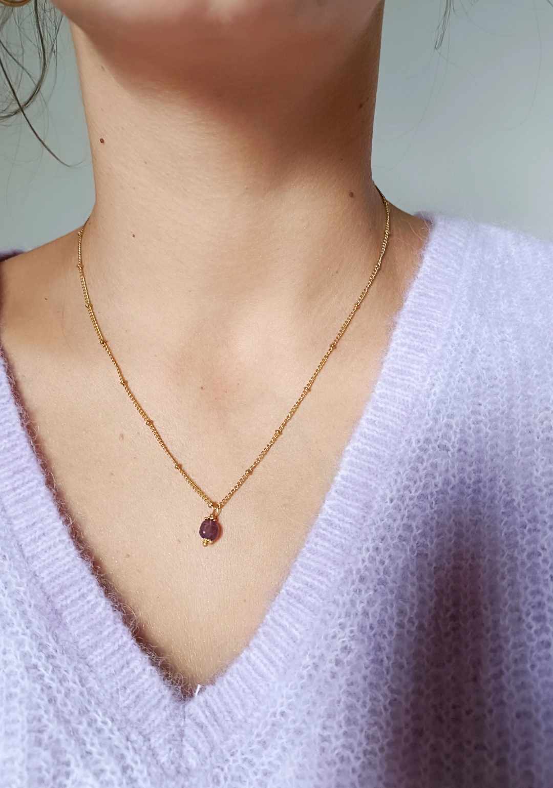 Collier en acier inoxydable - Doria amethyste