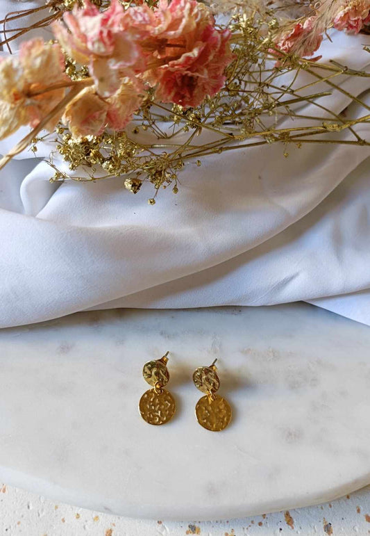 Boucle d'oreilles en acier inoxydable martelées - Noé