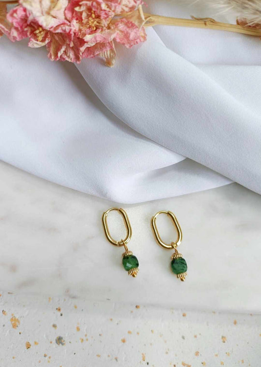 Boucles d'oreilles en acier inoxydable et rubis zoisiste - Bridget