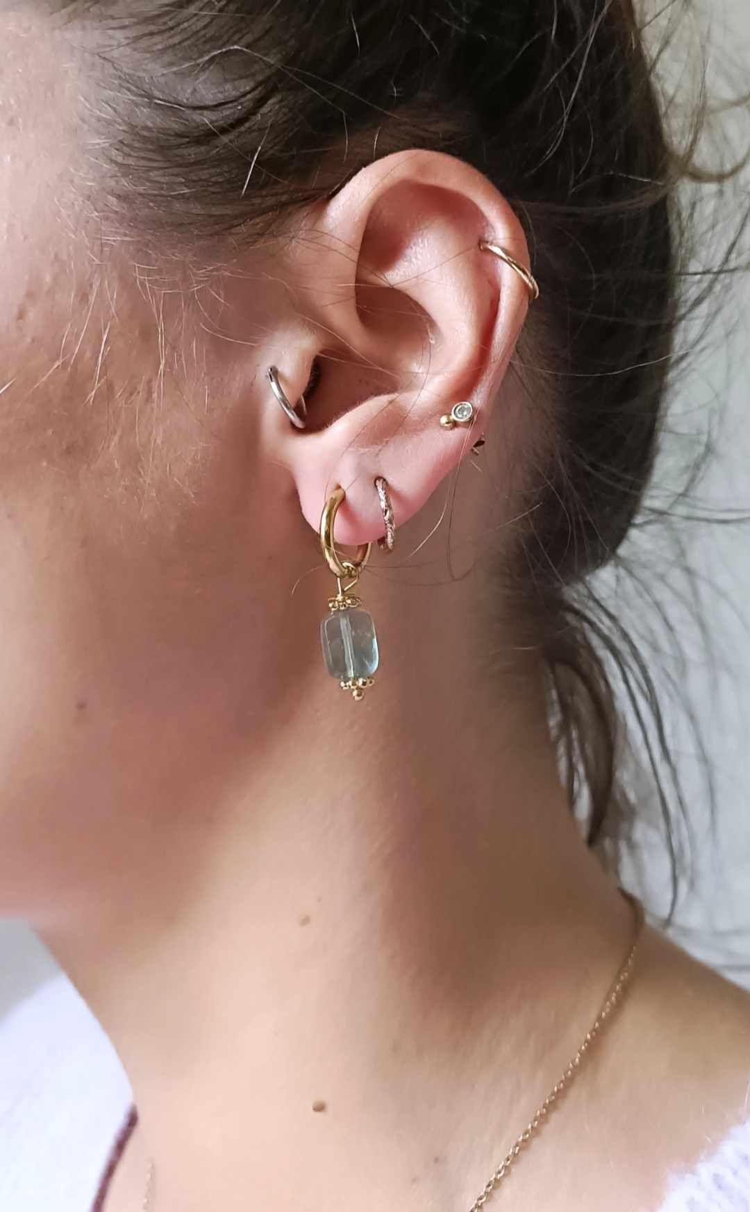 Boucles d'oreilles en acier inoxydable et topaze - Sidonie