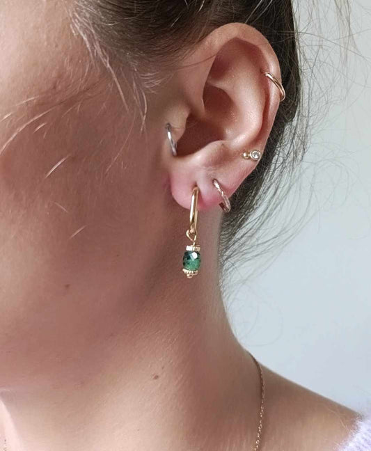 Boucles d'oreilles en acier inoxydable et rubis zoisiste - Bridget