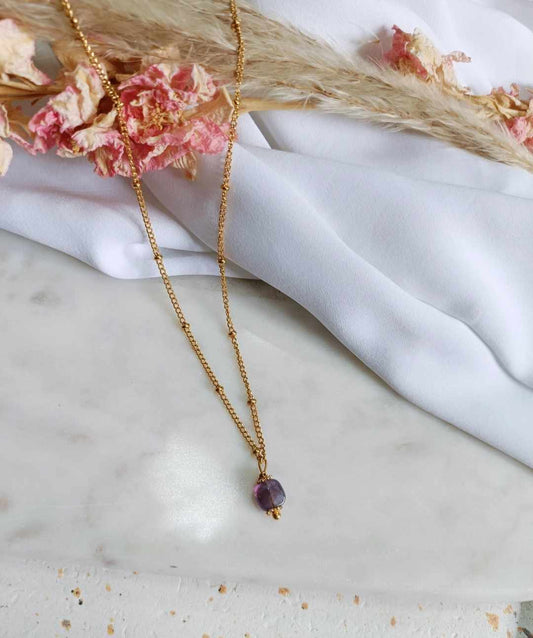 Collier en acier inoxydable - Doria amethyste