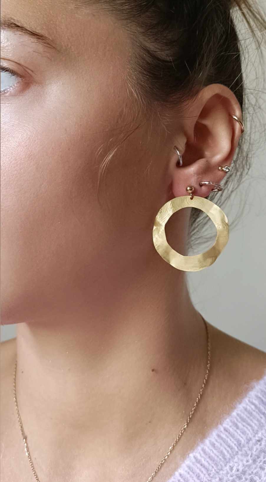 Boucles d'oreilles en acier inoxydable et laiton doré à l'or fin - Léita