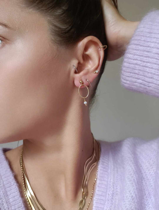 Boucles d'oreilles en acier inoxydable et perle de verre - Louisa