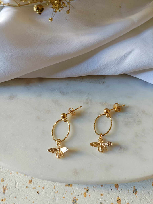 Boucles d'oreilles en laiton doré à l'or fin - Pénélope