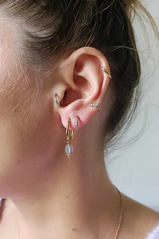 Boucles d'oreilles en acier inoxydable et pierre de lune - Bridget
