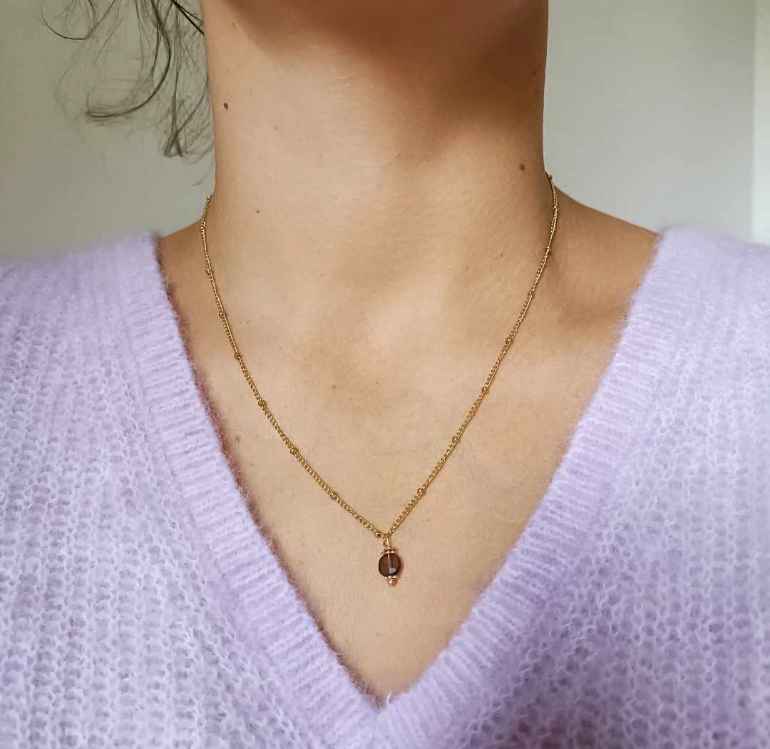 Collier en acier inoxydable - Doria quartz fumé