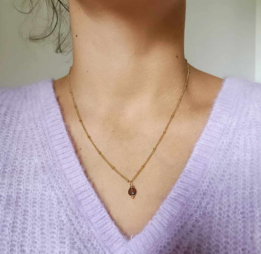 Collier en acier inoxydable - Doria quartz fumé
