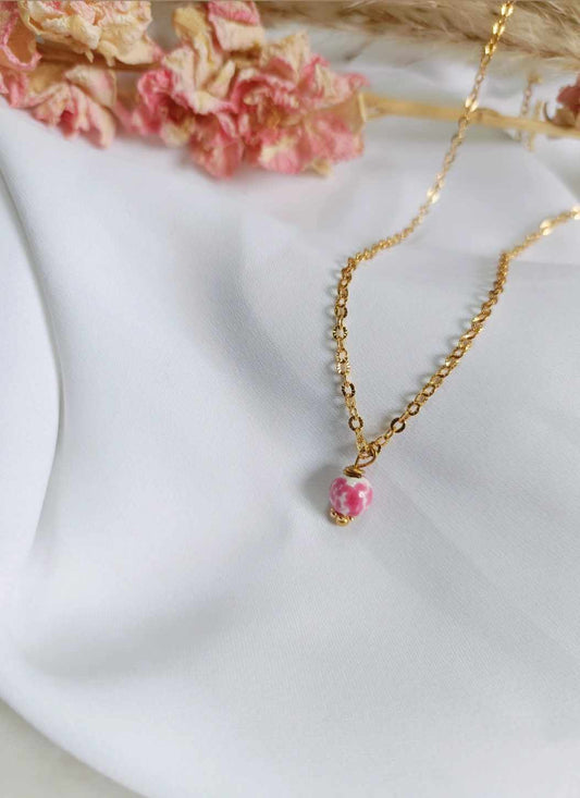 Collier en acier inoxydable - Amandine rose