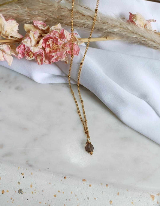 Collier en acier inoxydable - Doria quartz fumé