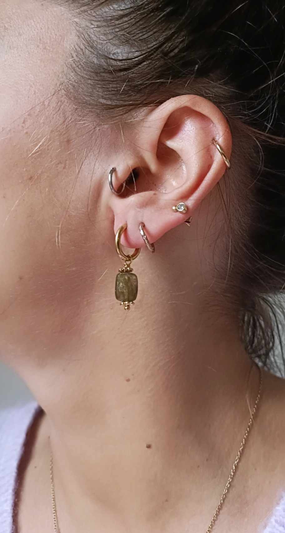 Boucles d'oreilles en acier inoxydable et labradorite - Sidonie