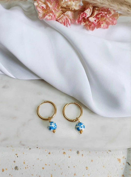 Boucles d'oreilles en acier inoxydable - Amandine bleu