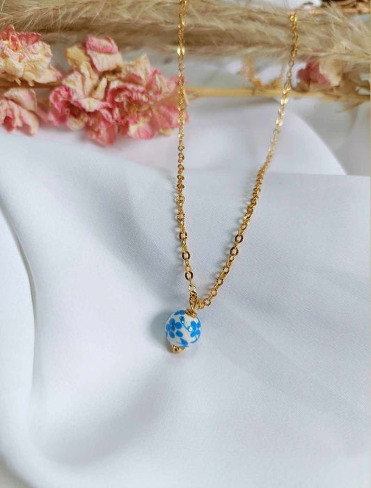 Collier en acier inoxydable - Amandine bleu