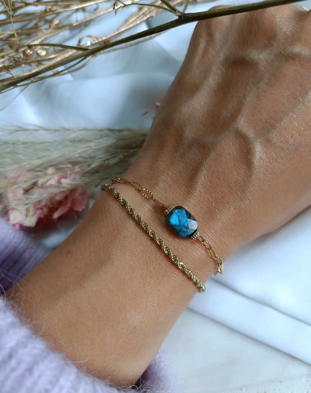 Bracelet en acier inoxydable - Dorie labradorite