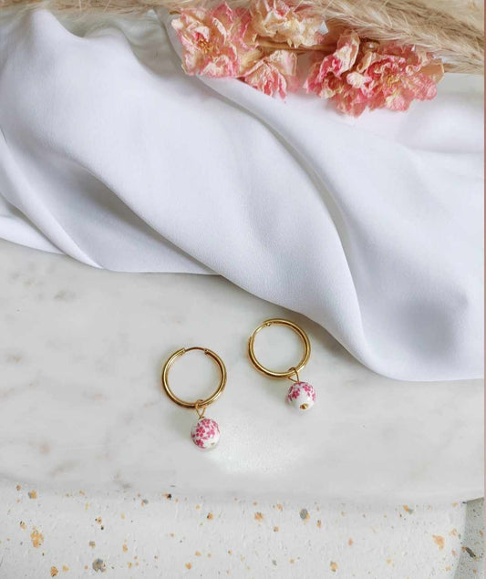 Boucles d'oreilles en acier inoxydable - Amandine rose