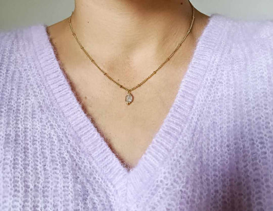 Collier en acier inoxydable - Doria pierre de lune