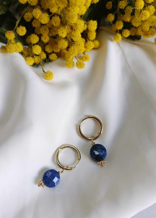 Boucles d'oreilles en acier inoxydable - Sidonie lapis lazuli