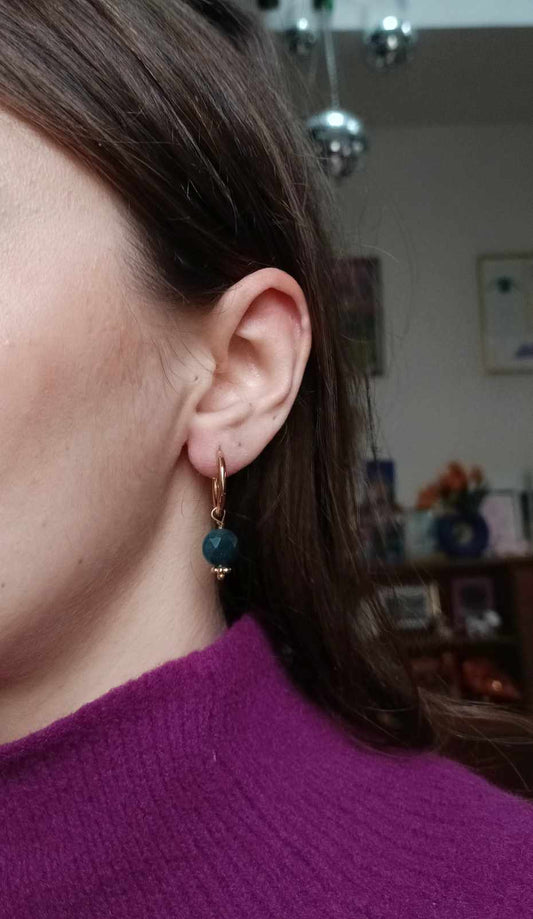 Boucles d'oreilles en acier inoxydable - Sidonie agate