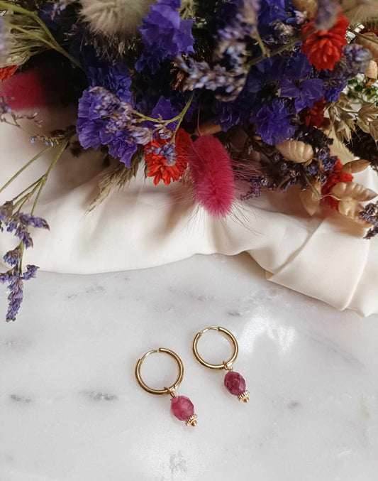 Boucles d'oreilles en acier inoxydable - Sidonie fushia