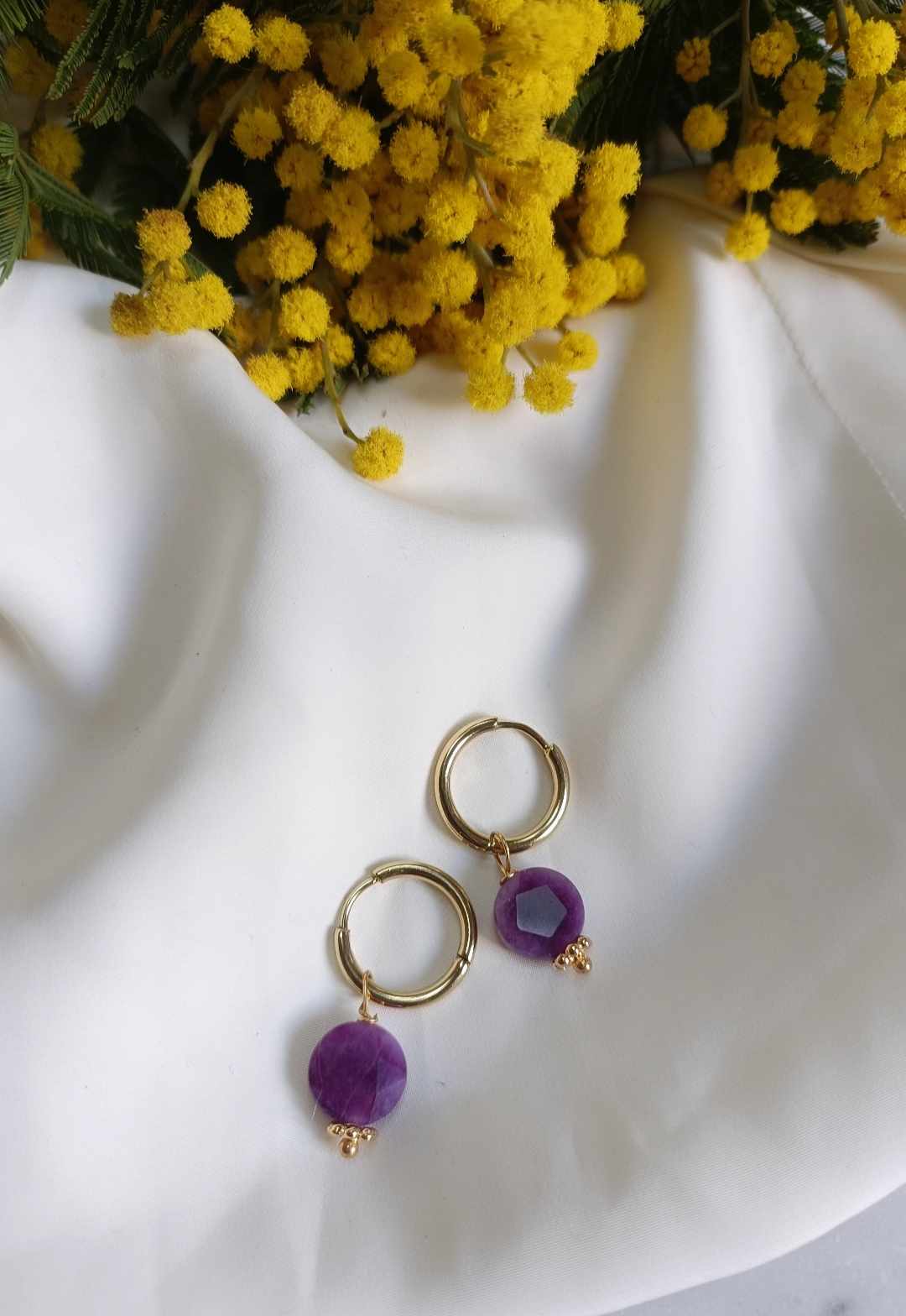 Boucles d'oreilles en acier inoxydable - Sidonie violette