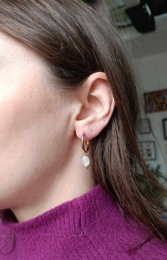 Boucles d'oreilles en acier inoxydable - Sidonie Moon stone