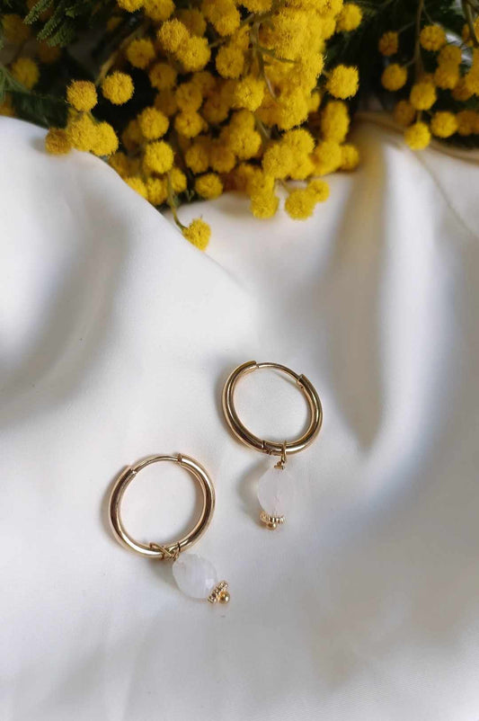 Boucles d'oreilles en acier inoxydable - Sidonie Moon stone