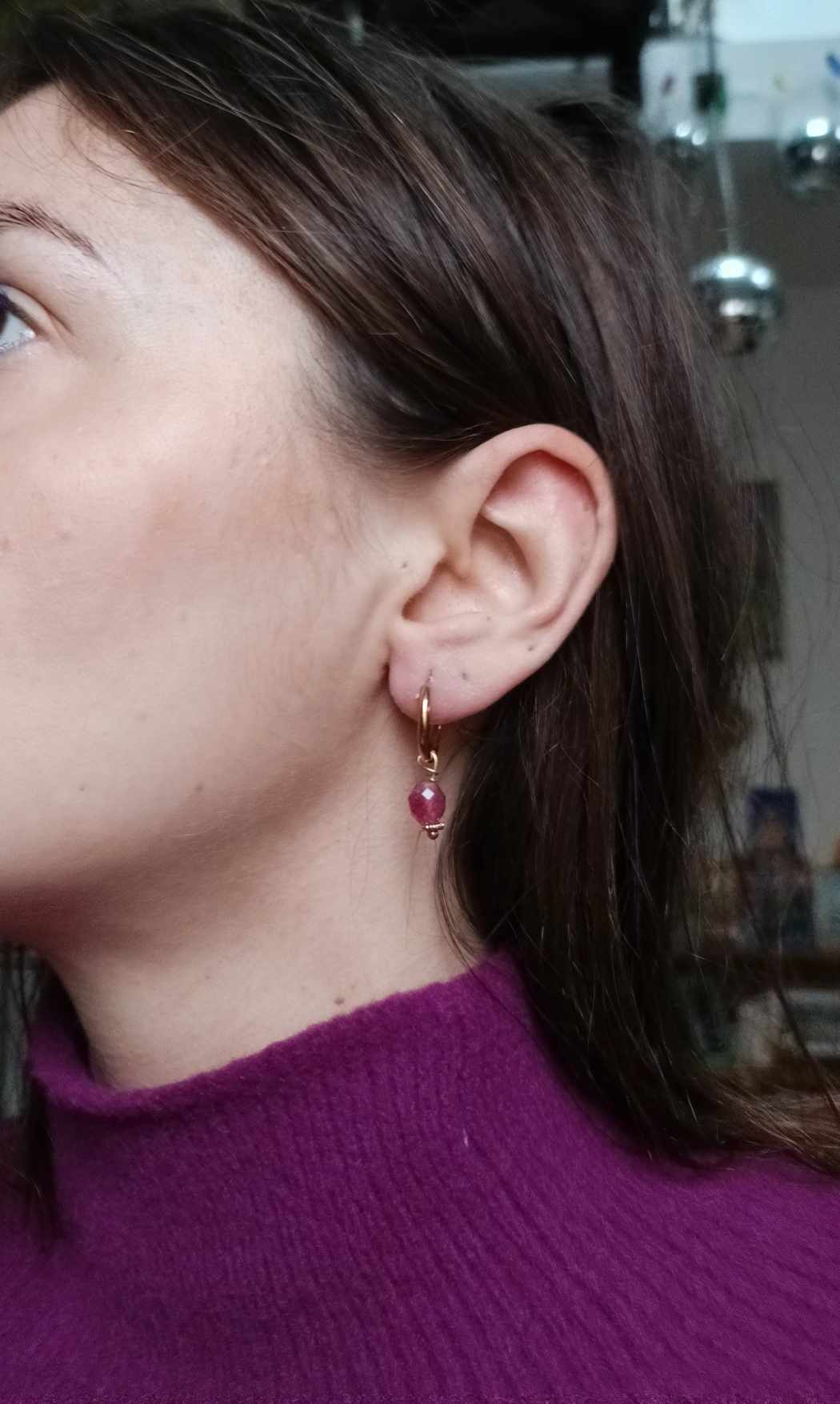 Boucles d'oreilles en acier inoxydable - Sidonie fushia