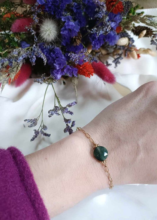 Bracelet en acier inoxydable - Dorie agate verte