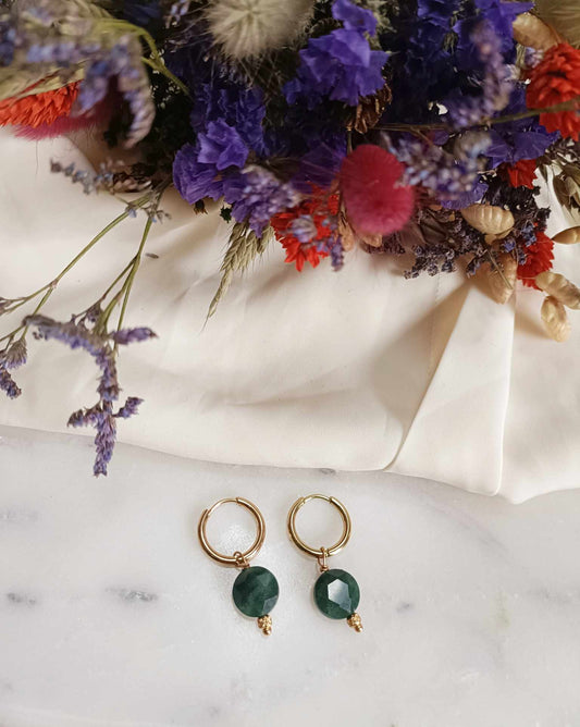 Boucles d'oreilles en acier inoxydable - Sidonie agate