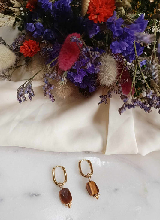 Boucles d'oreilles en acier inoxydable - Sidonie Caramel