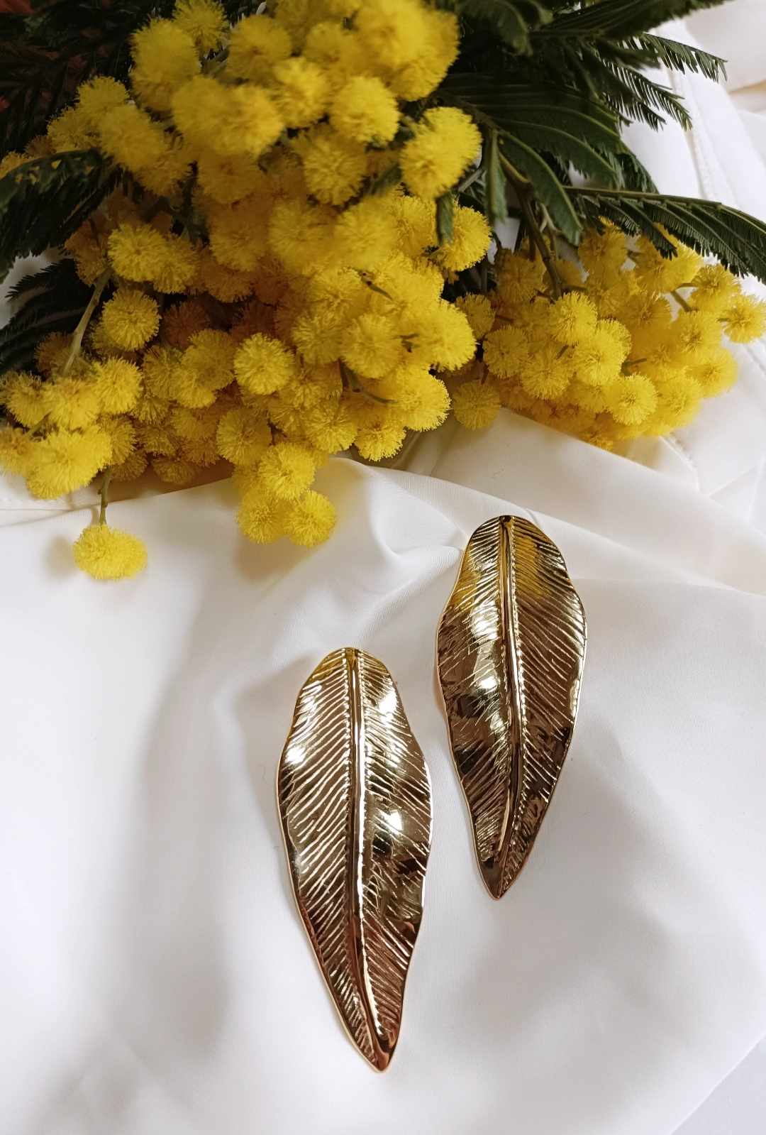 Boucles d'oreilles en acier inoxydable - Plume