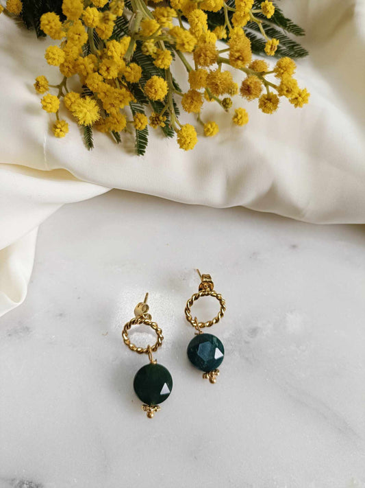 Boucles d'oreilles en acier inoxydable - Artie vert bleu