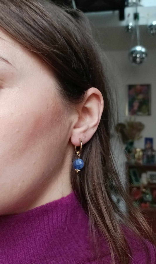 Boucles d'oreilles en acier inoxydable - Sidonie lapis lazuli