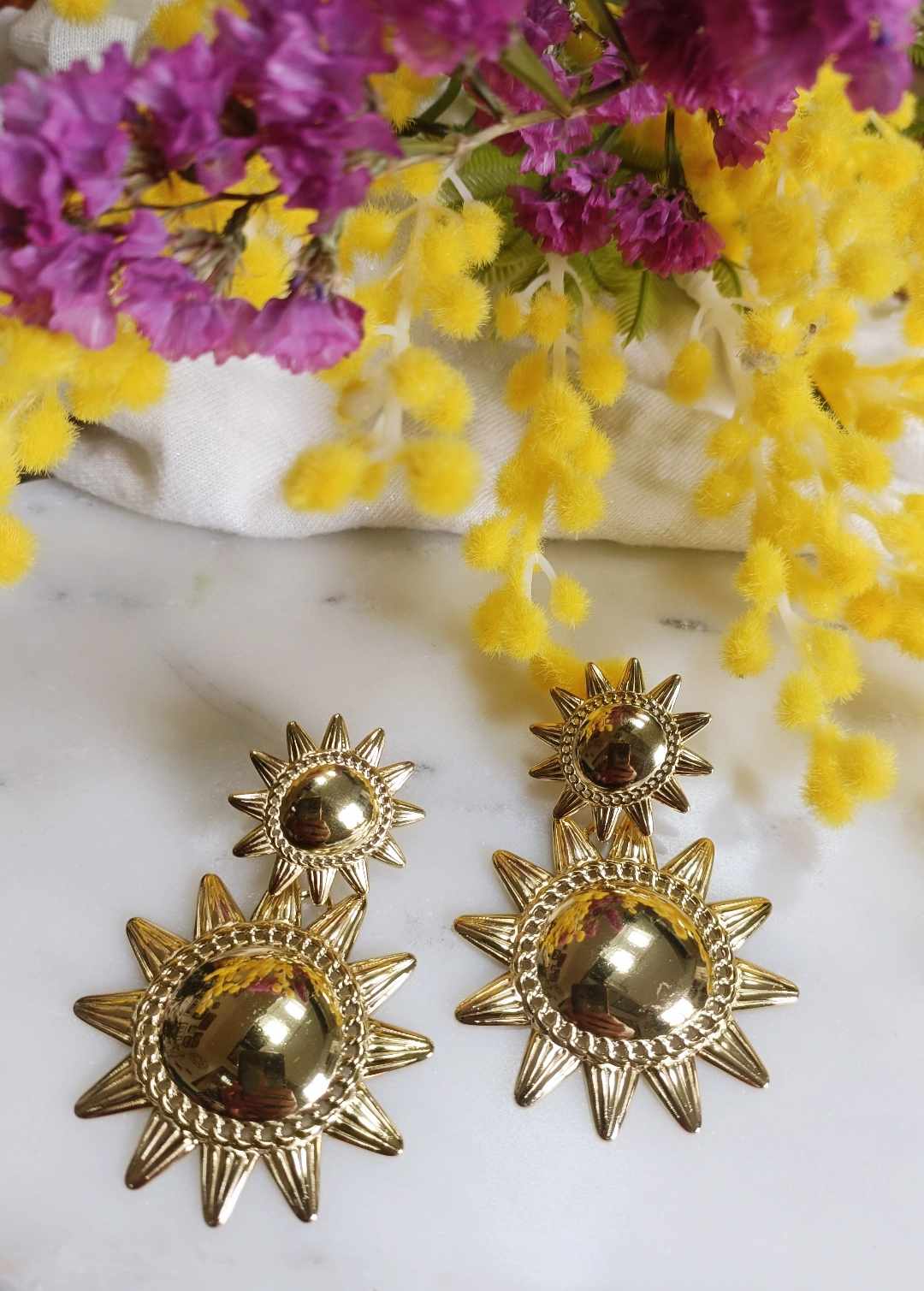 Boucles d'oreilles en acier inoxydable - Sun