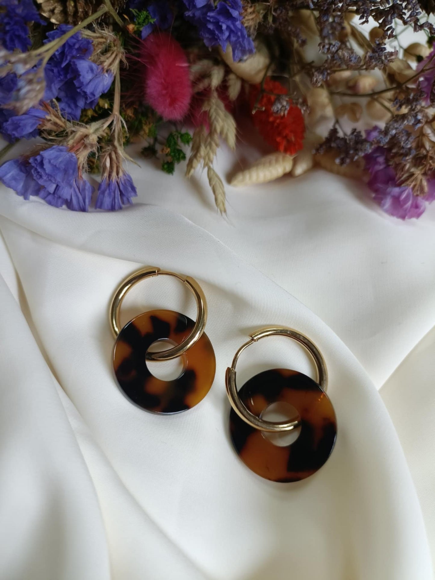 Boucles d'oreilles en acier inoxydable et résine - Ninette