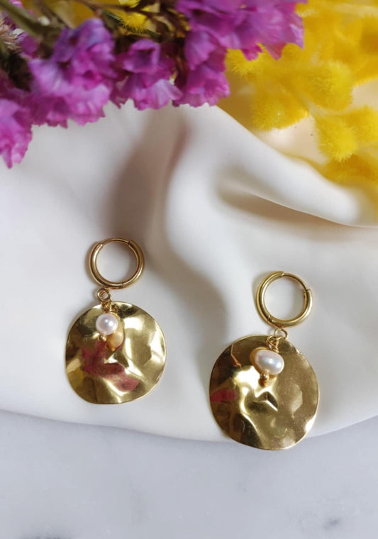 Boucles en acier inoxydable et perle d'eau douce - Lomie