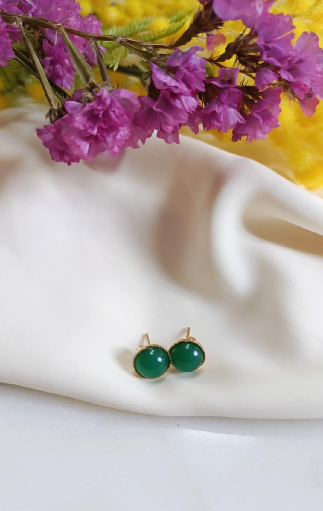 Boucles d'oreilles en laiton doré à l'or fin - Pensée - interchangeables