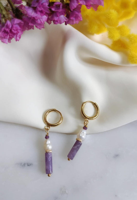 Boucles en acier inoxydable et perle d'eau douce - Amé