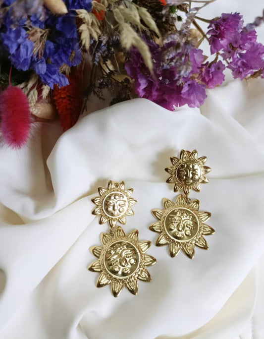 Boucles d'oreilles en acier inoxydable - Sun